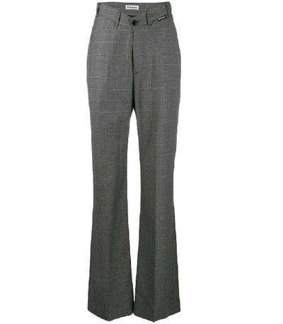 Shop Balenciaga V-neck Check Trousers In Grey