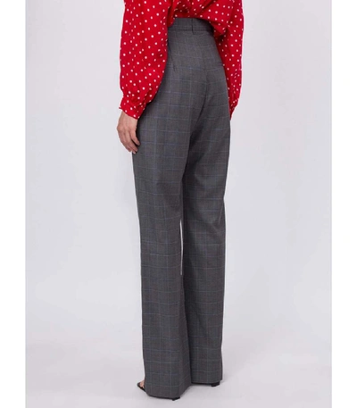 Shop Balenciaga V-neck Check Trousers In Grey