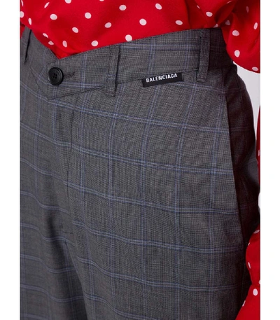 Shop Balenciaga V-neck Check Trousers In Grey