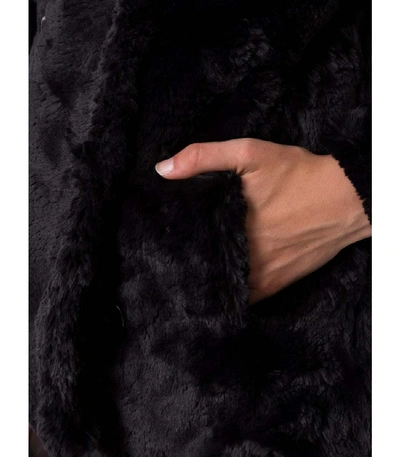 Shop Saint Laurent Faux Fur Double Breast Coat In Black