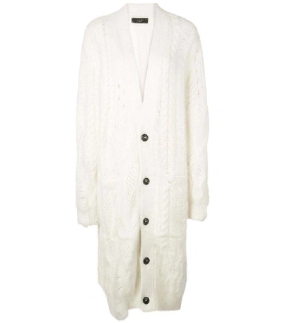 Shop Amiri Long Cream Cardigan In White