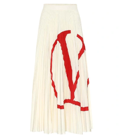 Shop Valentino Macro Logo Printed Midi Skirt In Neutral