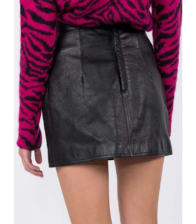 Shop Saint Laurent Fitted Leather Mini Skirt In Black