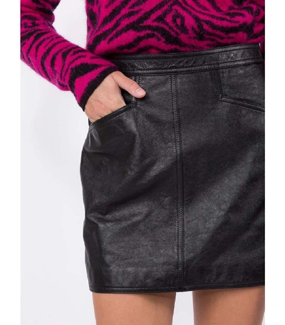 Shop Saint Laurent Fitted Leather Mini Skirt In Black