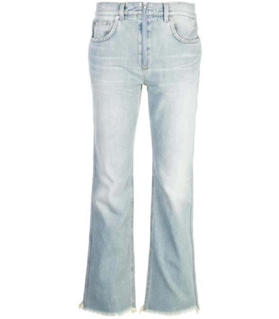 Shop Givenchy Flared Distressed Light Blue Jeans