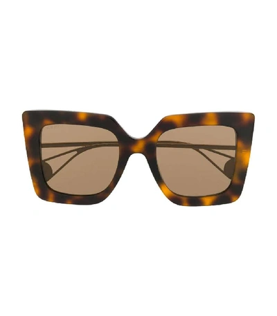 Shop Gucci Oversize-frame Sunglasses In Brown