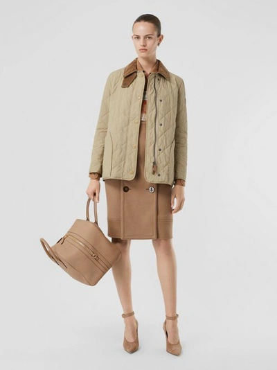 Shop Burberry Quilted Thermoregulated Barn Jacket In Honey