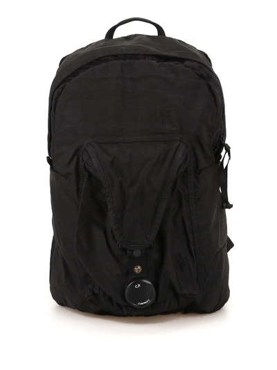 Shop C.p. Company Goggle Black Nylon Satin Backpack