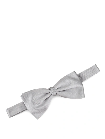 Shop Ermenegildo Zegna Grey Silk Satin Bow Tie