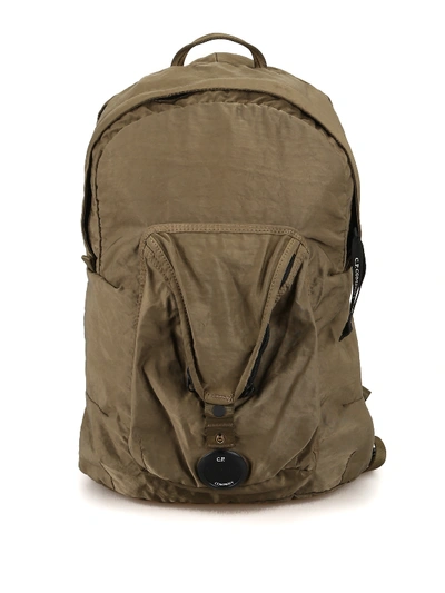 Shop C.p. Company Goggle Beige Nylon Satin Backpack