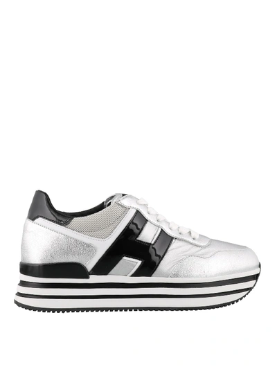 Shop Hogan H483 Platform Sneakers In Silver