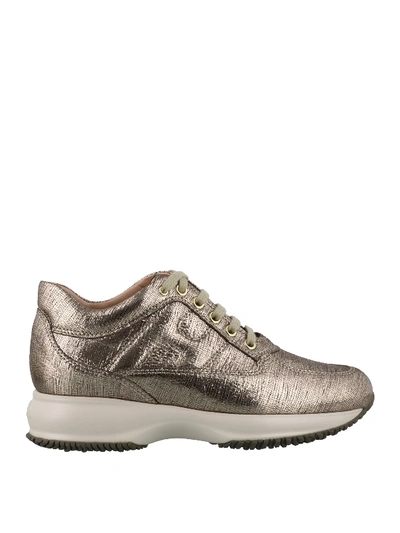 Shop Hogan Interactive Shimmering Sneakers In Metallic