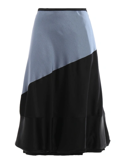 Shop Loewe Two-tone Crepe And Satin Skirt In Multicolour