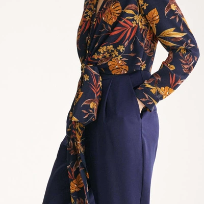 Shop Paisie Midnight Floral Top Jumpsuit With Wrap Tie Waist