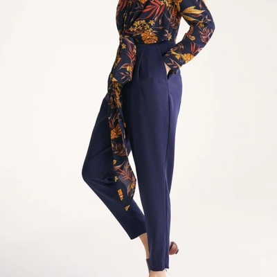 Shop Paisie Midnight Floral Top Jumpsuit With Wrap Tie Waist