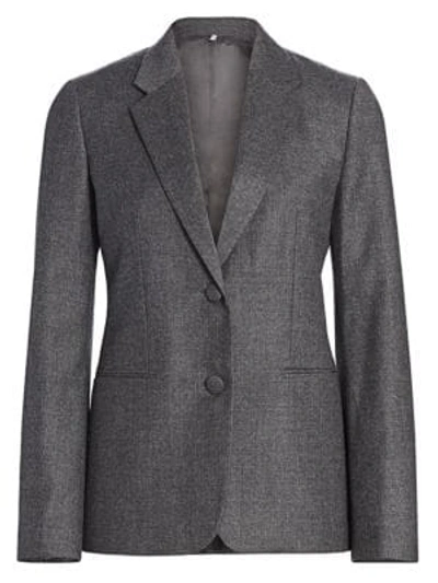 Shop Helmut Lang Flannel Shrunken Virgin Wool Blazer In Beuys Grey