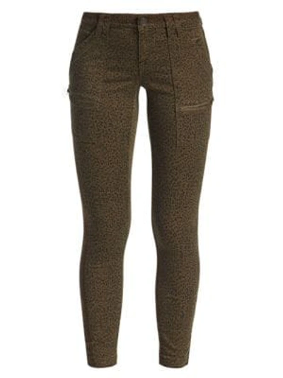 Shop Joie Leopard Print Mid-rise Skinny Pants In French Army