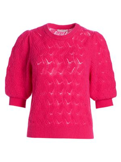 Shop Joie Women's Wool & Cashmere Puff Sleeve Sweater In Fuchsia