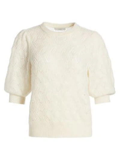 Shop Joie Wool & Cashmere Puff Sleeve Sweater In Porcelain