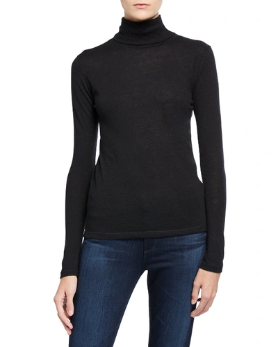 Shop Majestic Cashmere Long-sleeve Turtleneck Top In Noir