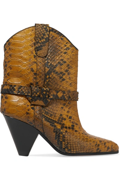 Shop Isabel Marant Deane Snake-effect Leather Ankle Boots In Snake Print