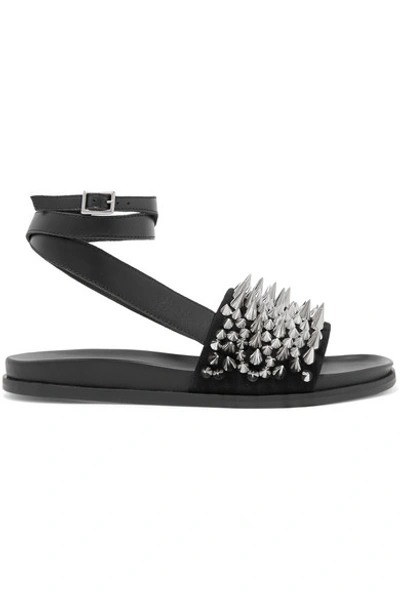 Shop Balmain Ocea Spiked Leather Sandals In Black