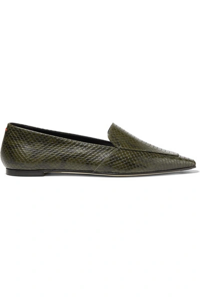 Shop Aeyde Aurora Snake-effect Leather Loafers In Snake Print