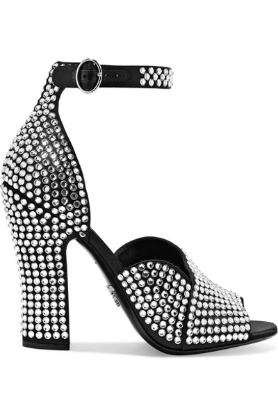 Shop Prada Swarovski Crystal-embellished Leather Sandals In Black