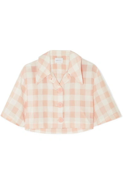 Shop Alice Mccall Pink Moon Cropped Gingham Cotton-blend Shirt