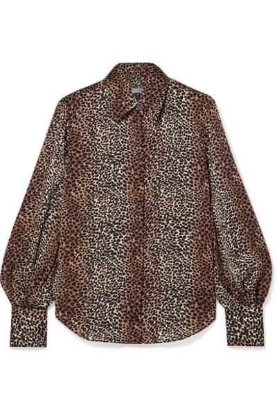 Shop Equipment Didina Leopard-print Georgette Shirt In Brown