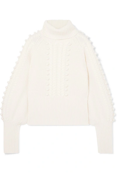 Shop Temperley London Chrissie Cable-knit Merino Wool Turtleneck Sweater In Ivory