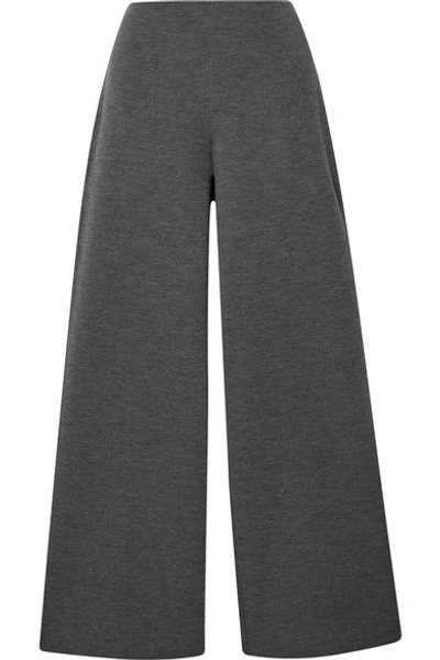 Shop Mansur Gavriel Wool-blend Wide-leg Pants In Charcoal