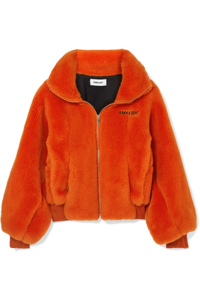 Shop Ambush Embroidered Wool-fleece Jacket In Orange