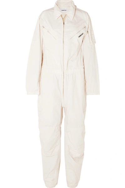 Ambush Convertible Embroidered Cotton-canvas Jumpsuit In White 
