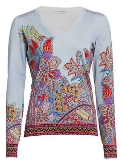 Shop Etro Dreamtime Paisley Sweater In Blue