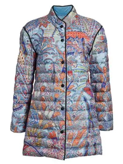 Shop Etro Dreamtime Paisley Down Puffer Jacket In Blue