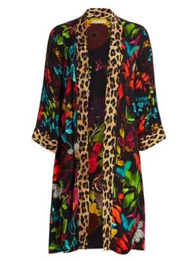 Shop Alice And Olivia Avila Reversible Kimono In Multi Garden Combo