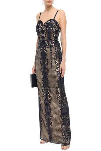 Shop Catherine Deane Macramé Lace Gown In Navy