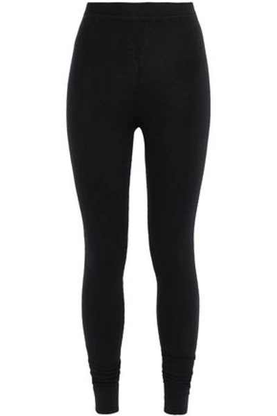 Shop N•peal Mélange Cashmere And Silk-blend Leggings In Black