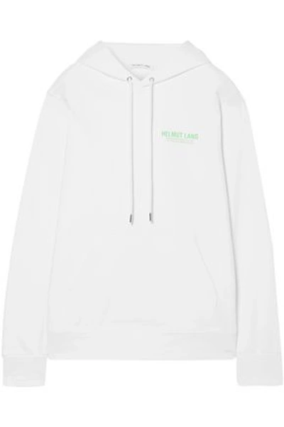 Shop Helmut Lang Printed French Cotton-terry Hoodie In White