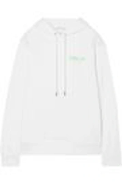 Shop Helmut Lang Printed French Cotton-terry Hoodie In White