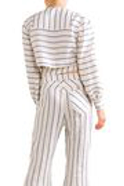 Shop Rosie Assoulin Woman Cropped Striped Linen Wrap Top Ivory