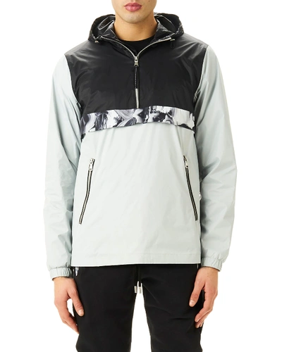 The Very Warm Men's Hanover Metallic-knit 1/4-zip Popover Jacket In White