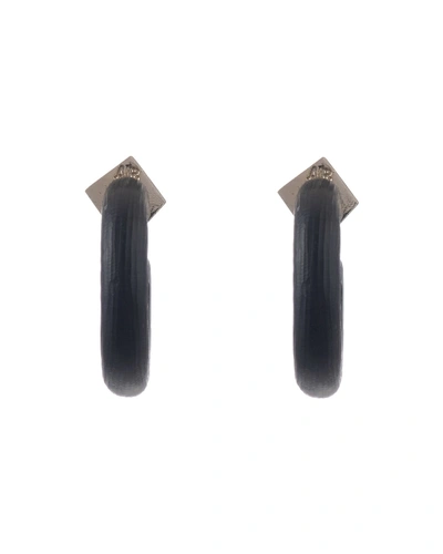 Shop Alexis Bittar Small Thin Hoop Earrings In Black