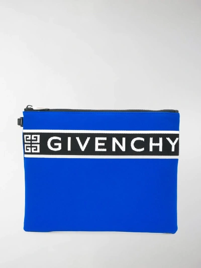 Shop Givenchy Neoprene Logo Pouch In Blue
