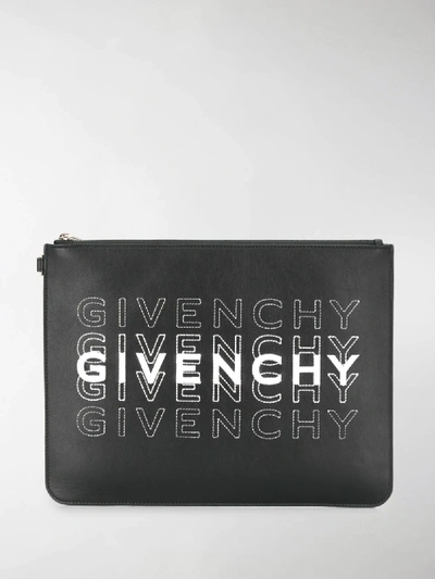 Shop Givenchy Embroidered Pouch In Black