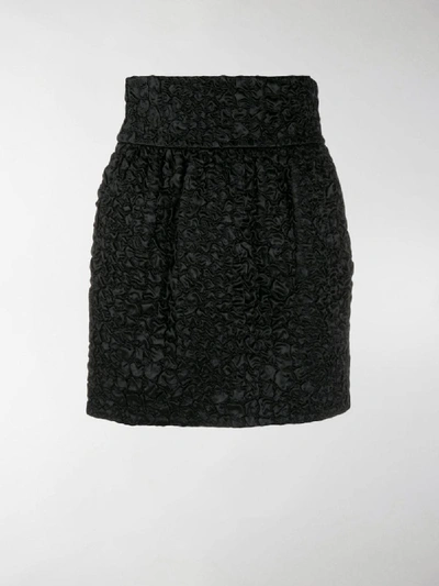 Shop Saint Laurent Ruched Mini Skirt In Black