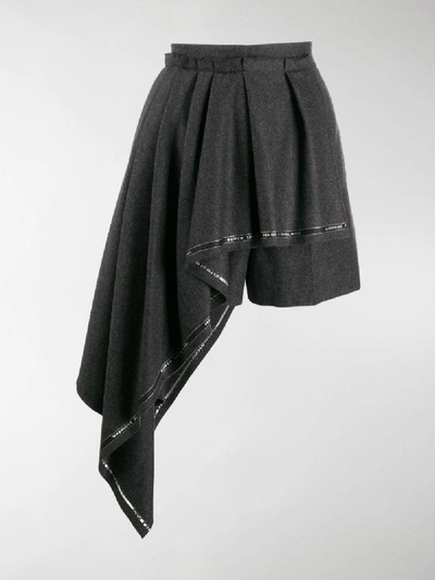 Shop Alexander Mcqueen Pleated Drape Shorts In Grey