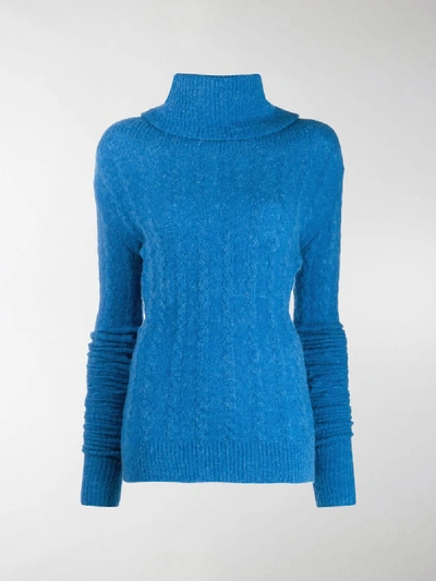 Shop Jacquemus Sofia Ribbed Roll-neck Jumper In Blue