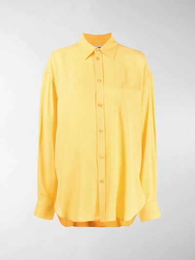 Shop Balenciaga Oversized Button-up Shirt In Yellow